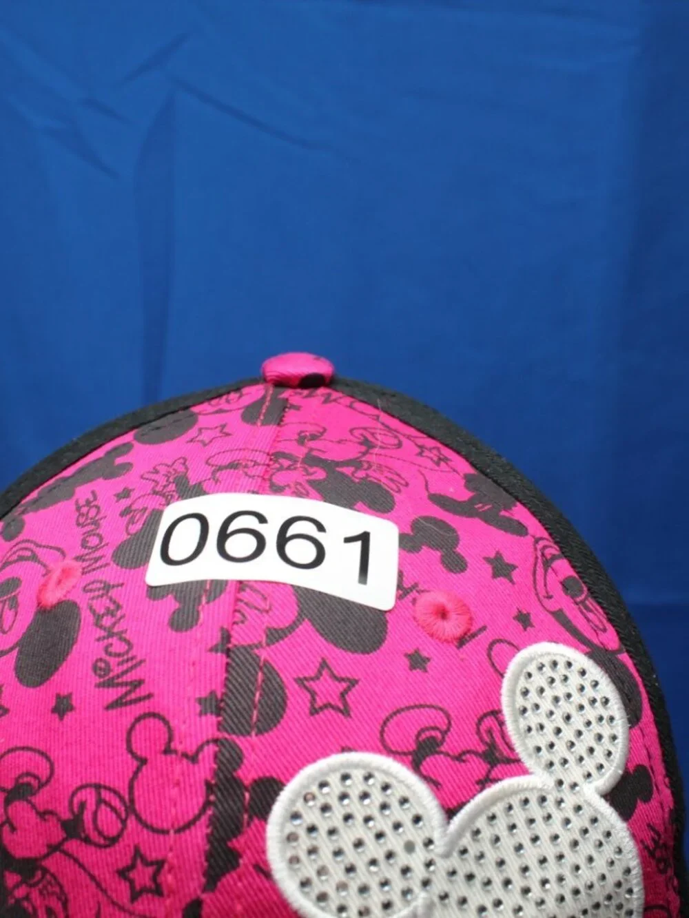 Disney Parks Mickey Mouse Hat Baseball Youth Size Strap Cap Black Pink Bling